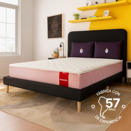 Combo Colchón Medallón + Base Cama Element Doble Gris Oscuro