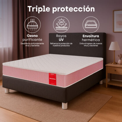 Combo Colchón Medallón + Base Cama Element Doble Gris Oscuro