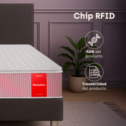 Combo Colchón Medallón + Base Cama Element Doble Gris Oscuro